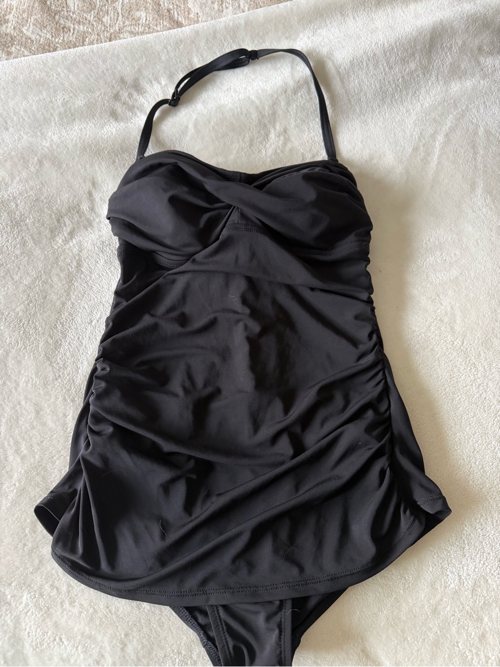 Jantzen Vintage Swim Dress Black Twist-Front One-Piece Swimsuit